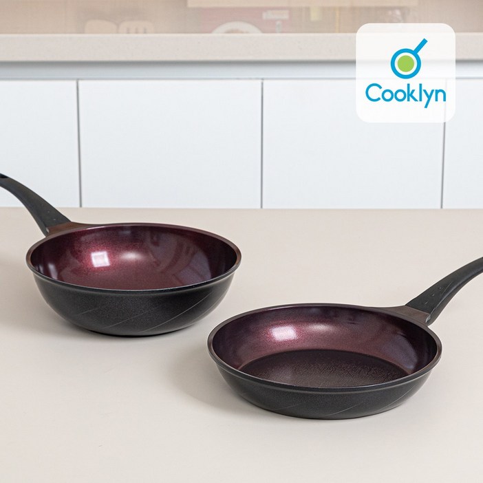 쿡클린 IH 인덕션 오가닉블랙 v2 세라믹 프라이팬 2종 프라이팬 28cm + 웍팬 28cm, 단일수량
