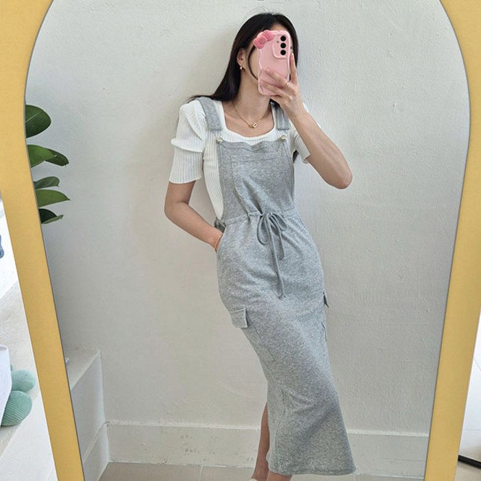 데일리 쭈리 포켓 트레이닝 멜빵 롱원피스 (2COLOR)