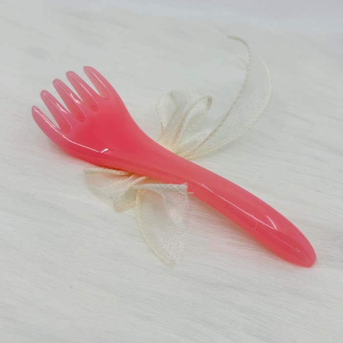 셀앤컴 관리도 사용도 편한 작은 얼굴괄사 두피괄사 림프절 순환 괄사 포크 빗, 로즈쿼츠 분홍색 165cm, 1개