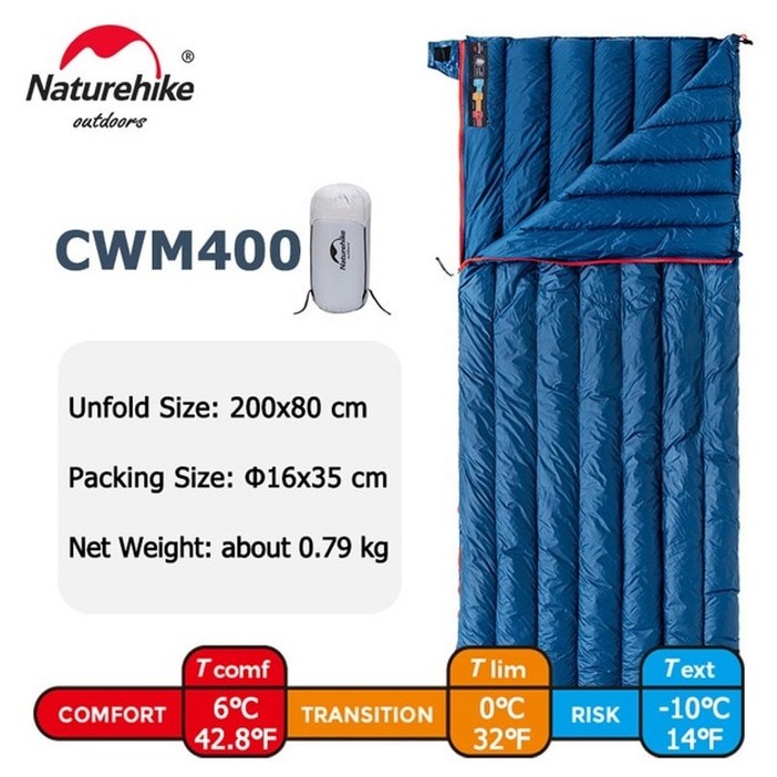 캠핑용품특별전 Naturehike cw280 침낭 초경량 구스 다운 침낭 봄 여행 침낭 cwm400 하이킹 캠핑 침낭