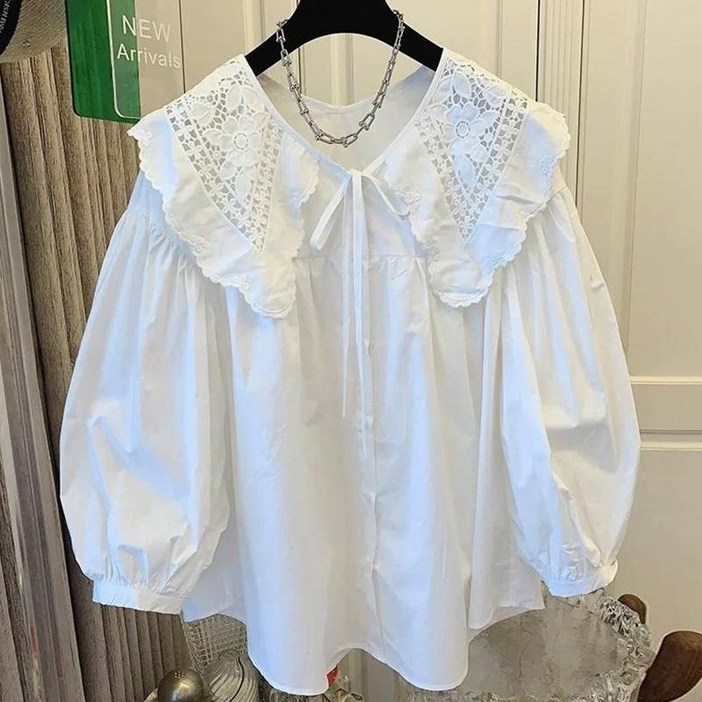 봄 블라우스 긴팔 콩단추 핀턱 제이플로우 오버핏 카디건 플라워