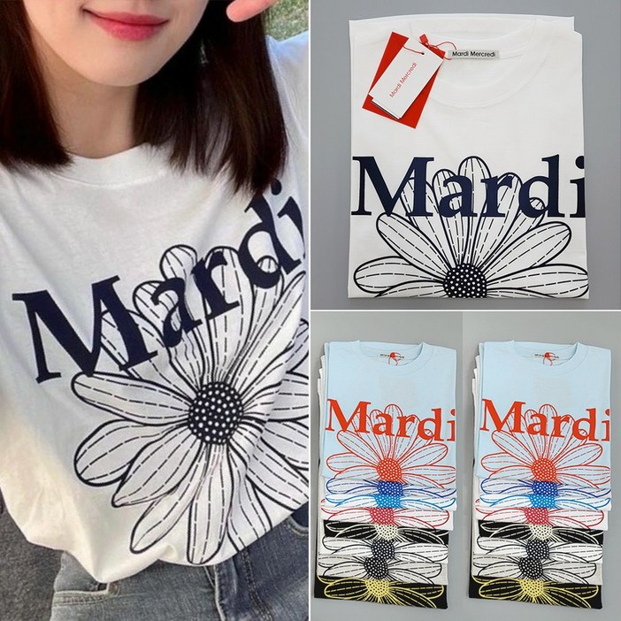 마르디메크르디 반팔 플라워 꽃 티셔츠