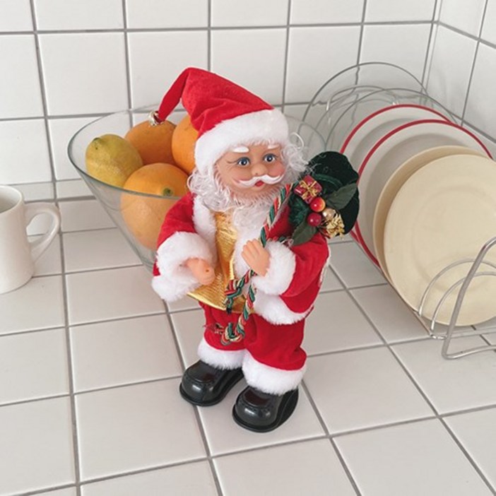 [트월킹 산타] 크리스마스 파티 소품 음악 나오는 움직이는 산타 장식 오르골 파티 소품