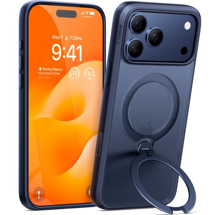 토라스 360도 마그네틱 링스탠드 맥세이프 에어쿠션 군사급 방호 휴대폰 케이스 Ostand Q3 스핀