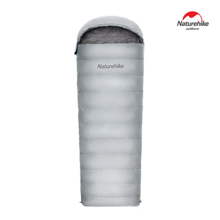 네이처하이크 RM40 후드 다운  코튼 침낭 670FP 덕다운 풀오픈 결합 연결가능, 1개, 라이트그레이