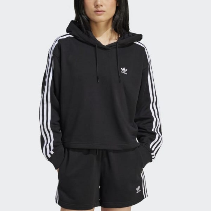 아디다스 ADIDAS 오리지널스 우먼스 아디컬러 3S 쇼트 후디 여성후드티 여자후드티 쭈리후드티 삼선후드티 삼선후드 크롭후드티 크롭후디 IU2424/IY4678