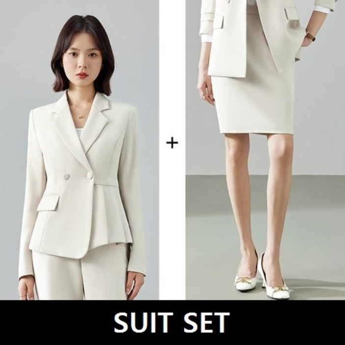 뉴욕멋쟁이 오피스 여성 자켓+미디 스커트 세트 (55~88사이즈까지)