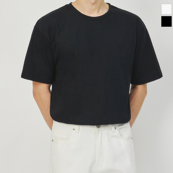 오버핏 빅사이즈 20수 무지 반팔 티셔츠 AB076