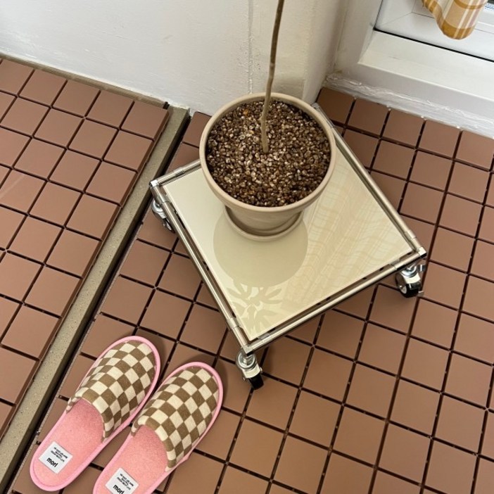 구룸아카이브 모듈 화분 받침대 선반 미드센츄리 이동식 철제 인테리어 식물 (완조립/강화유리), 1개, 1. 투명