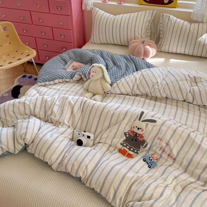 Paissu파이수 겨울 극세사 따뜻한 타월 자수 이불