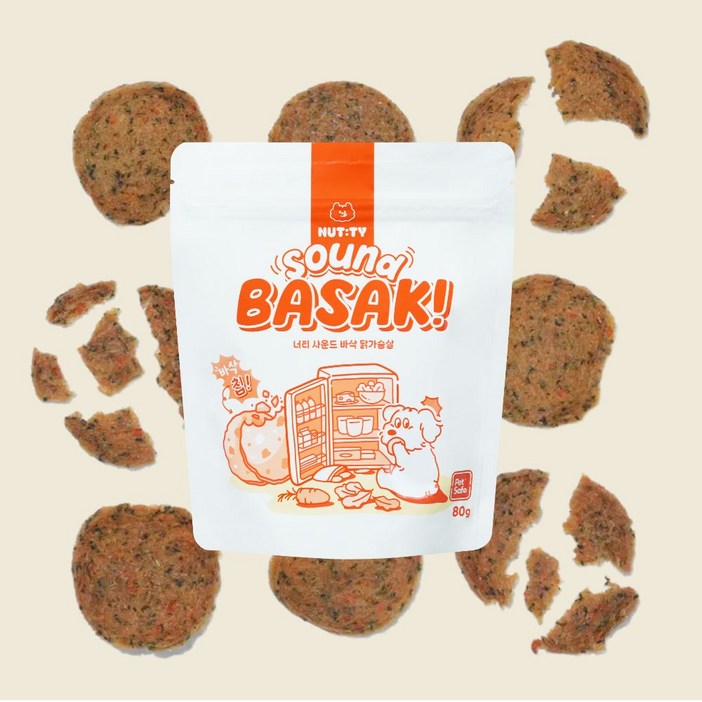 너티 강아지 닭가슴살간식 수제간식 과자 건조 쿠키 칩, 1개, 80g, 닭가슴살