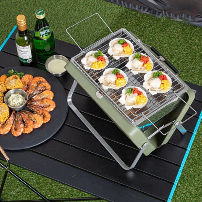 Rhinox 라이녹스 포터블 BBQ 휴대용 접이식그릴 폴더그릴, 옵션네이비, 1개, 30cm