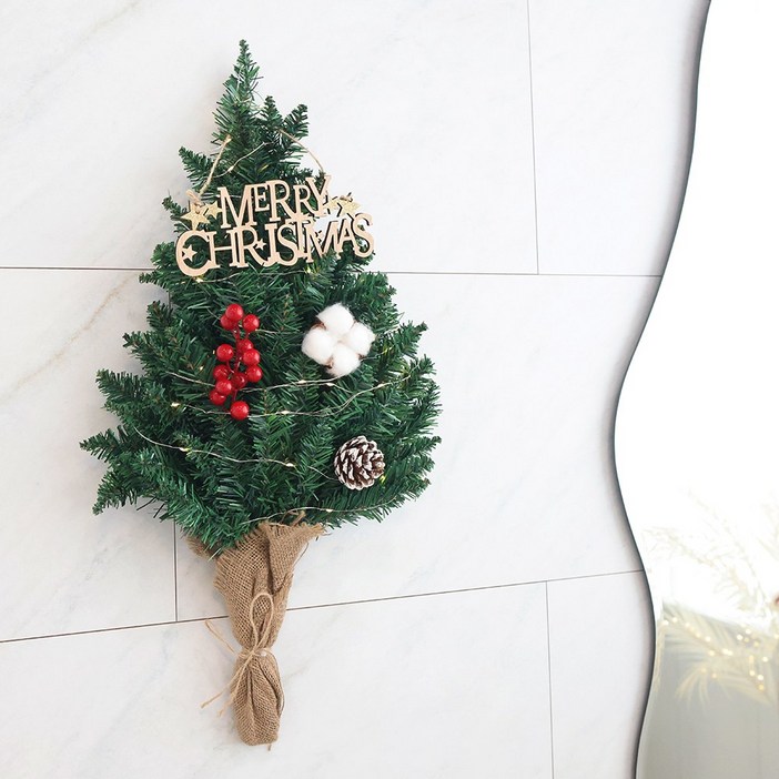 21세기트랜드 크리스마스 파인 벽트리 리스 세트, 1개