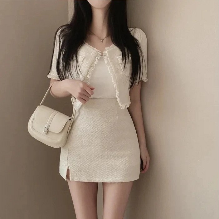 레티고 방울 트위드 자켓 스커트 투피스 세트