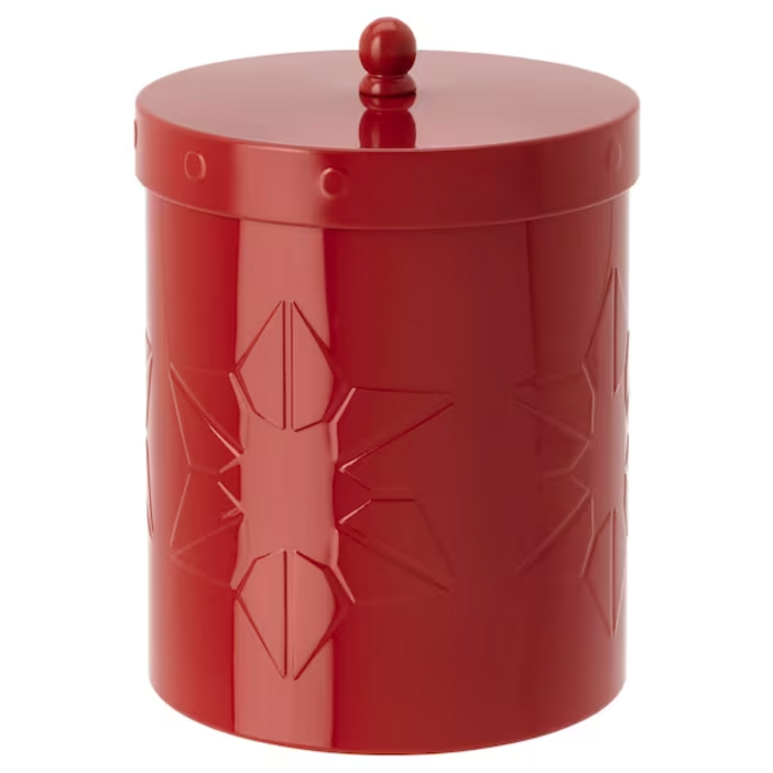 이케아 빈테르핀트 통뚜껑 다크레드 철제 케이스 크리스마스 용품