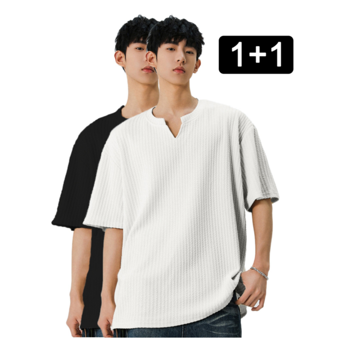 Blosun 남자 11 헨리넥 반팔 티셔츠 브이넥티셔츠 무지 빅사이즈 와플 스포츠 반팔 여름 쿨티셔츠