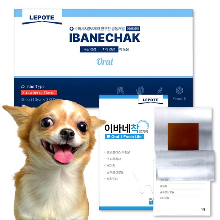 경보제약 이바네착 강아지 구내염 구강 필름형 영양제
