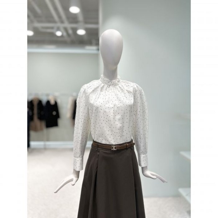 백화점 L254MSC040 듀엘 도트 프릴넥 블라우스 아울렛