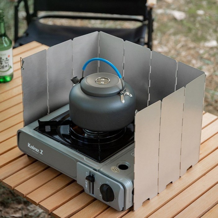 레츠굿 접이식 10단 캠핑 버너 바람막이, 실버, 1개