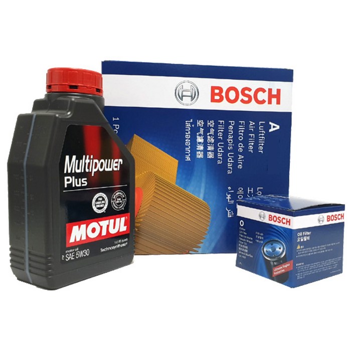 보쉬 엔진오일 세트 더뉴그랜져 IG 2.4 하이브리드 가솔린 합성유 모튤 멀티파워플러스 5W30 5L보쉬 오일필터 O1182에어크리너 A2658, 멀티파워플러스 5W30 5LO1182A2658, 5w30, 1개