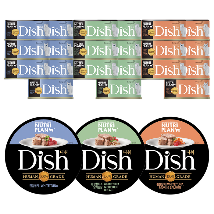 동원 뉴트리플랜 습식캔 디쉬, 24개, 85g, 3종 혼합