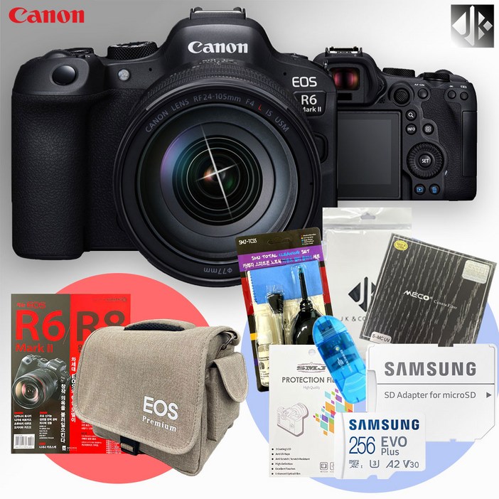 캐논 EOS R6 Mark II BODY RF 24105 F4L USM KIT메모리256GB액정보호필름융가방청소도구리더기필터완벽가이드북 패키지