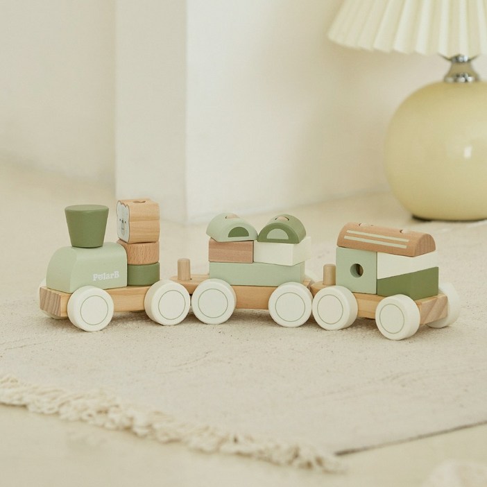 폴라비 유아 원목 기차 도형 맞추기 끼우기 쌓기 놀이, 1개