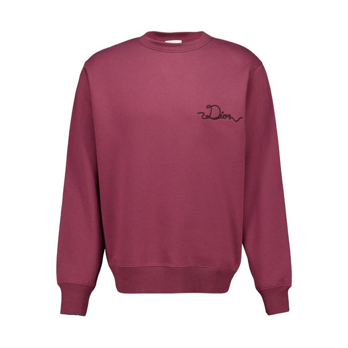 디올 자수 긴소매 스웨트셔츠