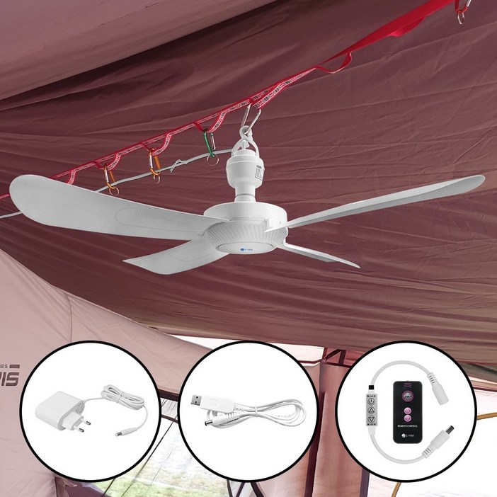 타프팬 캠핑용 실링팬 천장형 선풍기 23년형 숏버전 SFAN50 12V 캠핑어댑터USB 케이블12V 리모컨