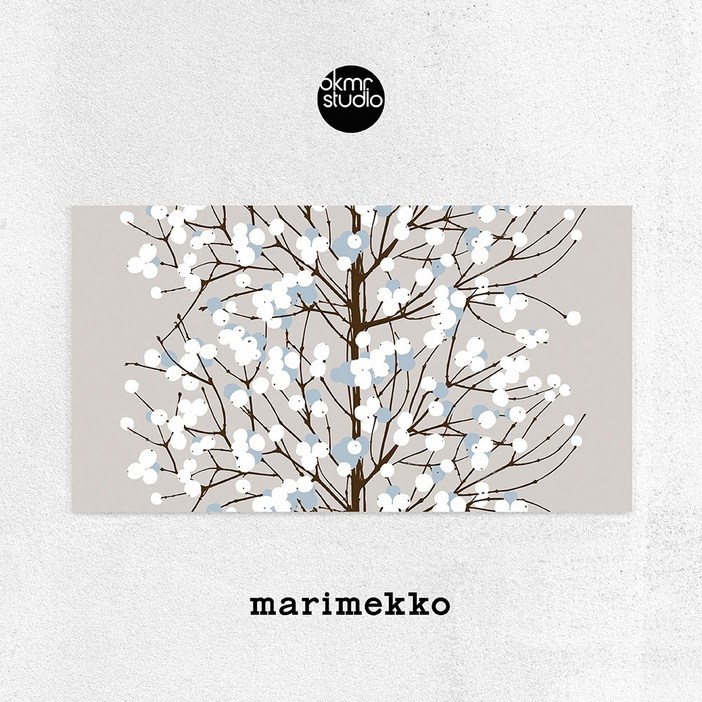 마리메꼬 스노우베리 그레이블루 나무그림 대형 패브릭액자, 그레이블루