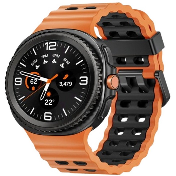 아이플래터 갤럭시워치8 40mm 44mm 46mm 클래식 호환 마린 스포츠 실리콘 스트랩, 오렌지블랙