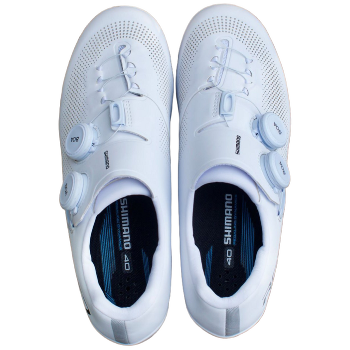 시마노 SHRC703  로드자전거 카본 로드클릿 슈즈, EU 44, 화이트 와이드
