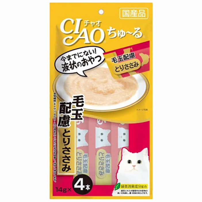 이나바 챠오 츄르 헤어볼 14g x 4개입 고양이 마약간식 헤어볼케어 닭가슴살, 닭가슴살, 14g, 4개