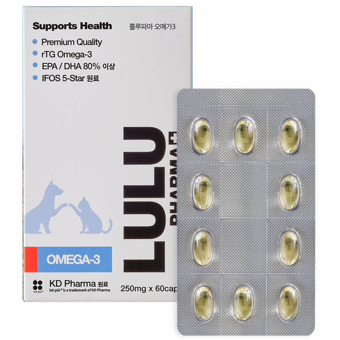 로켓프레시 룰루파마 반려동물 영양제, 60정, 오메가3, 1개