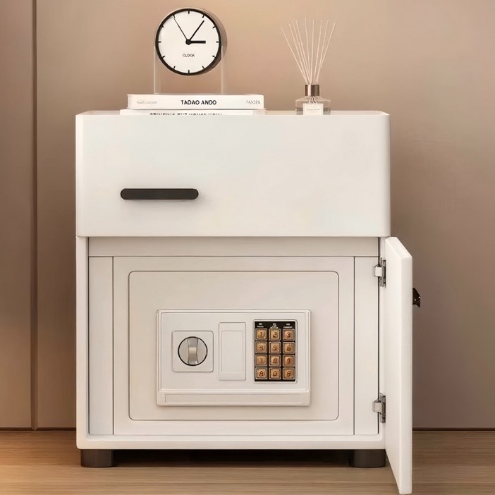 가정용 소형 금고 2단 미니협탁 안전 금고 40cm, 화이트금고포함