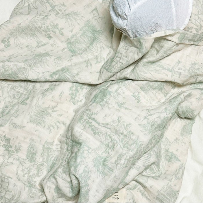 마롤로뜨 거즈 아기 블랭킷 사계절 낮잠 이불 담요 신생아 겉싸개 뜨왈드주이, 민트_뜨왈드주이 블랭킷