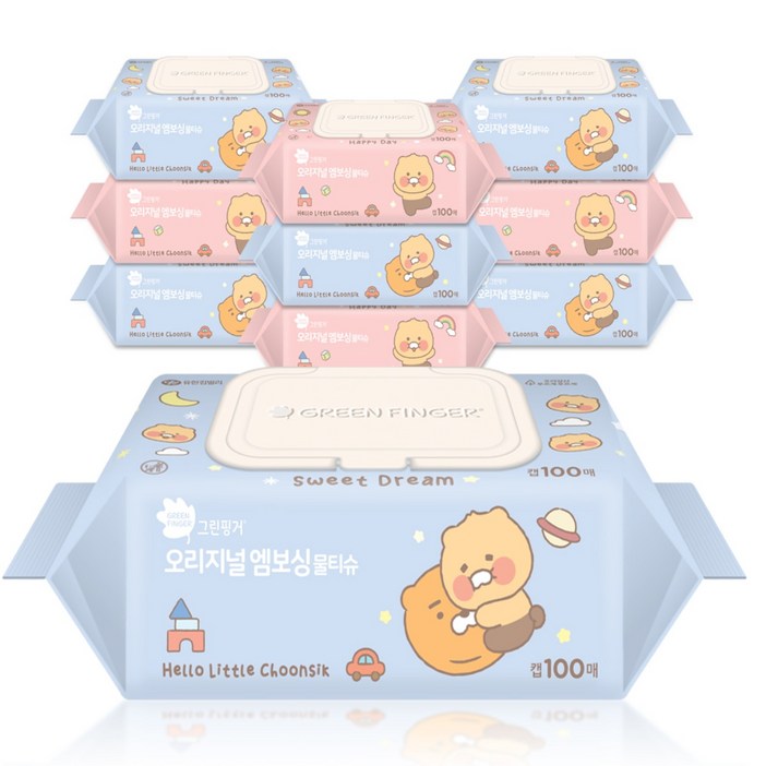 그린핑거 오리지널 엠보싱 물티슈 리틀춘식 에디션 캡형 랜덤 발송