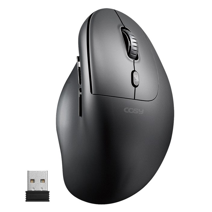 코시 인체공학 버티컬 6버튼 무선 마우스 M4115WL, M4115WL/4115, 블랙
