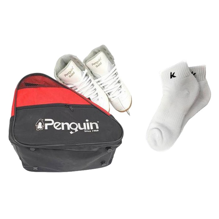 펭귄 피겨 빙상용 스케이트 F600-GOLD + 스포츠 양말 세트