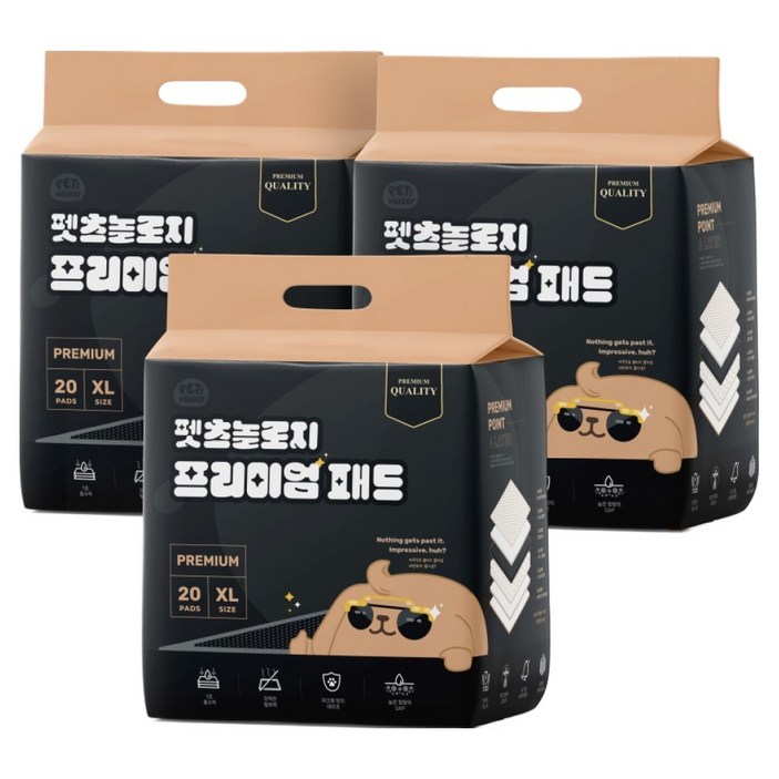 펫츠놀로지 괴물 흡수력 프리미엄 메쉬 배변패드, 20개입, 3개