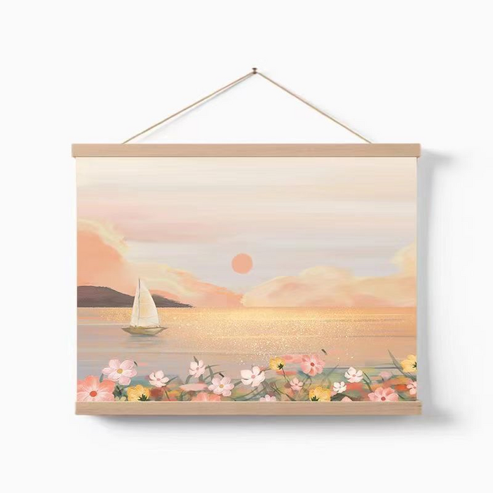 엑스터 심플 풍경화 족자형 전기함 배전함 가리개 가로형