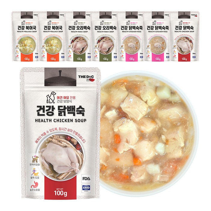 더독 반려동물 외식시리즈 건강 삼계 파우치 닭백숙 2p + 북어국 2p + 오리백숙 2p + 닭백숙죽 2p 세트