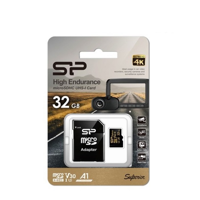 sd카드32기가 실리콘파워 Golden High Endurance A1 V30 블랙박스용 microSD 메모리카드, 32GB