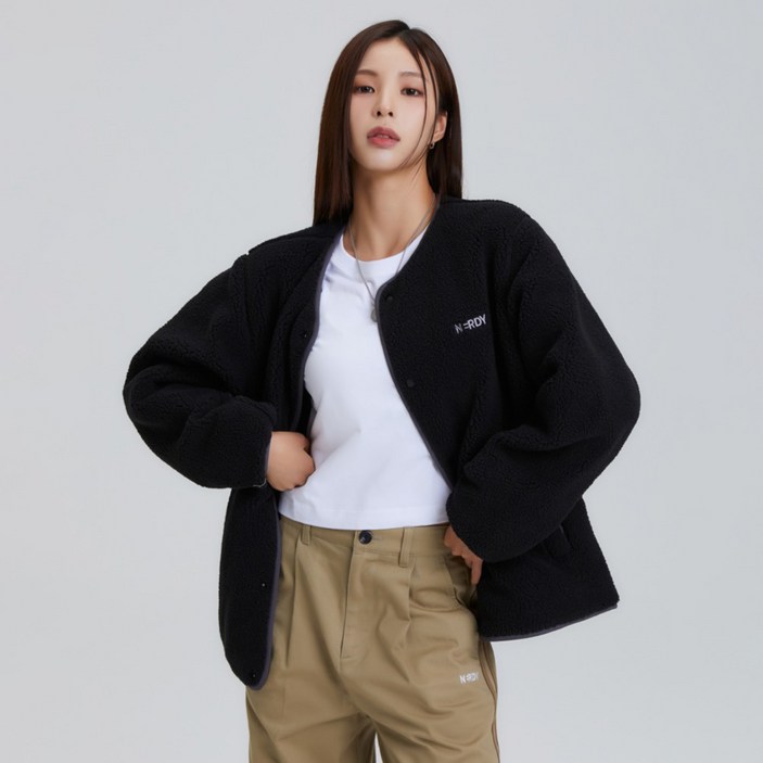 널디 남녀공용 리버시블 칼라리스 플리스 자켓