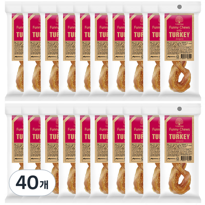 더내추럴 강아지 퍼니츄 간식 스트립 S, 칠면조, 13g, 40개