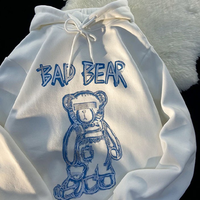 찌릿찌릿 BAD BEAR 곰돌이 낙서 임산부 루즈핏 후드티