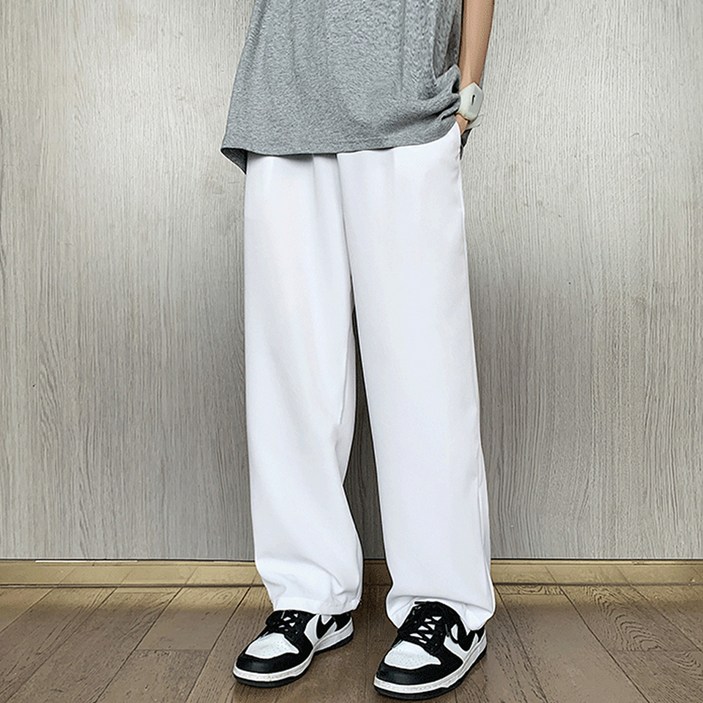 엘쏘 남성용 옴므 허리밴딩 일자 와이드 슬랙스