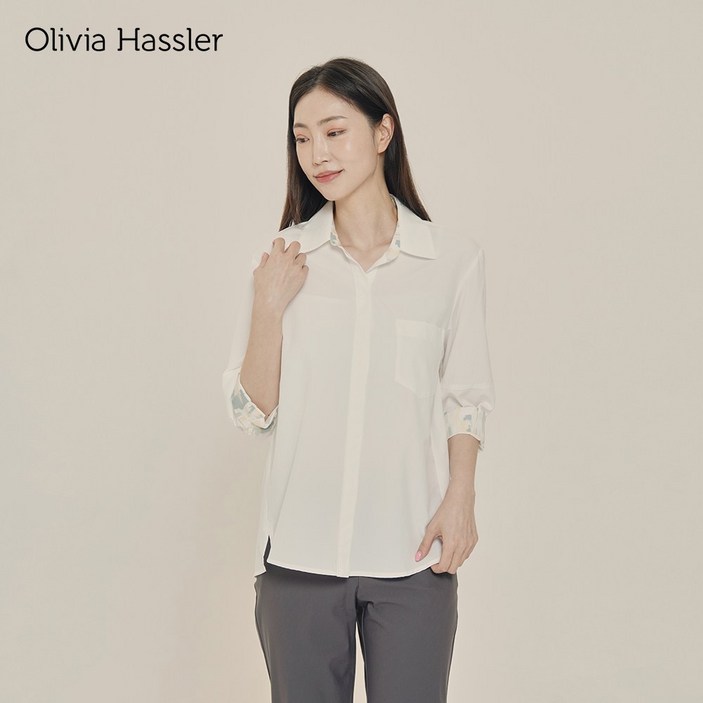 올리비아하슬러 히든 나염배색 셔츠 OHCMBL105