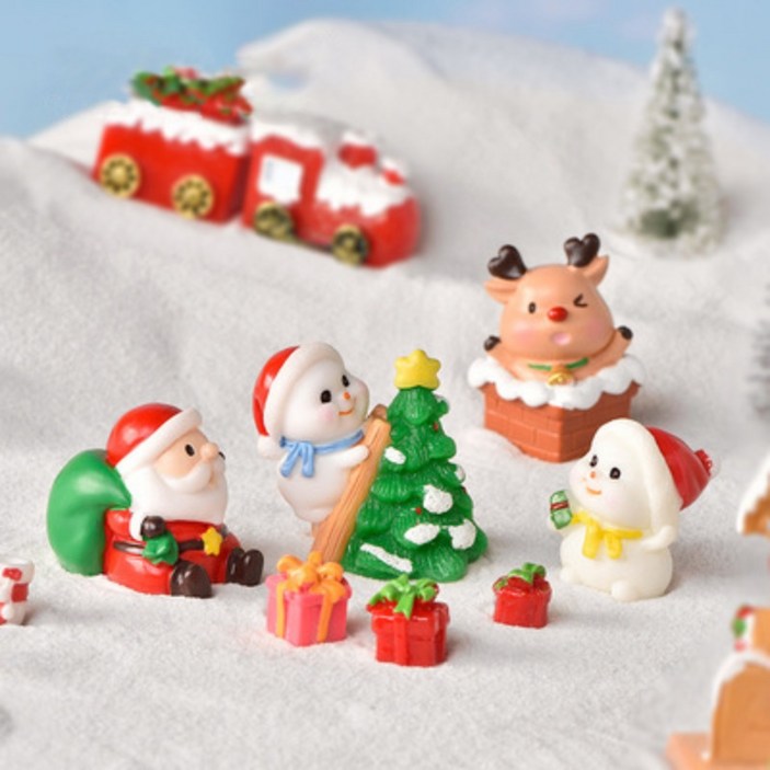산타장식 굴뚝 산타 눈사람 장식품 겨울 크리스마스 미니어처 피규어 테라리움 만들기