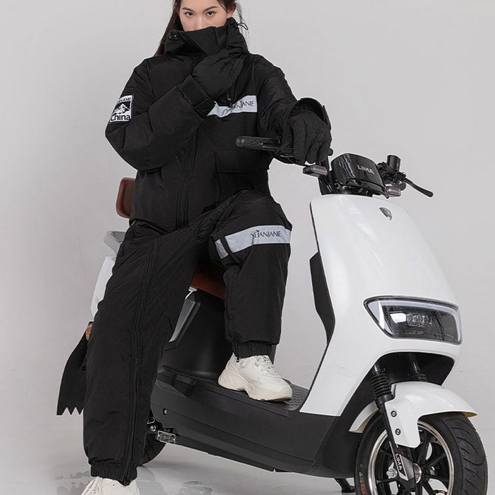 듀라맥스 오토바이방한복 동계 겨울방한용품 라이더 우주복 배달복 일체형 우주복 방한정비복, 블랙